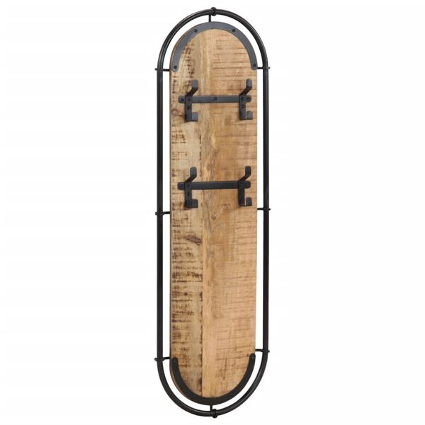 vidaXL Veggmonterte knaggrekker med 4kroker 2stk grovt heltre mangotre