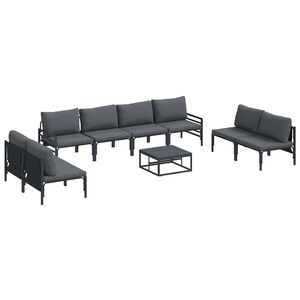 vidaXL Hagesofa Set med pute 9 pcs Svart St&aring;l