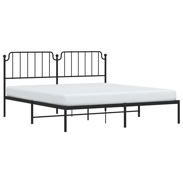 vidaXL Sengeramme i metall med sengegavl svart 183x213 cm