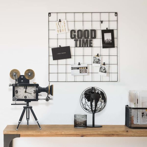 vidaXL Bordklokke svart 34x18x47 cm jern og MDF