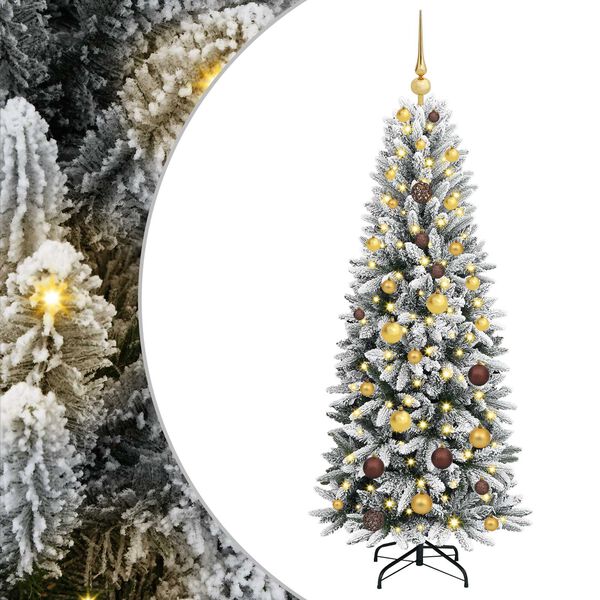 vidaXL Kunstig juletre med 150 LED Hvit 150 cm PVC, plast, st&aring;l og PE