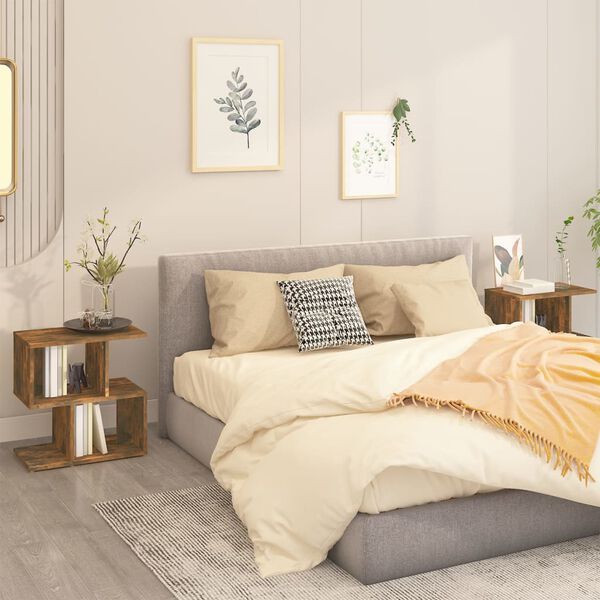 vidaXL Nattbord 2 stk r&oslash;kt eik 50x30x51,5 cm konstruert tre