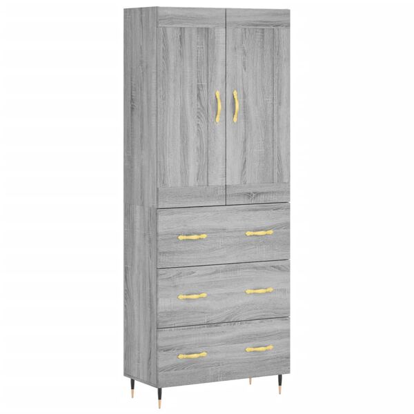 vidaXL Highboard gr&aring; sonoma 69,5x34x180 cm konstruert tre