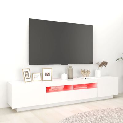 vidaXL TV-benk med LED-lys hvit 200x35x40 cm