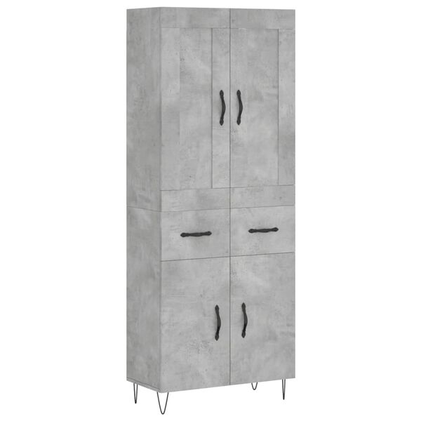 vidaXL Highboard betonggr&aring; 69,5x34x180 cm konstruert tre