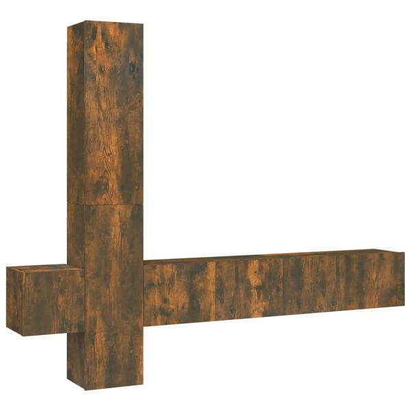 vidaXL TV-skapsett 5 deler r&oslash;kt eik konstruert tre