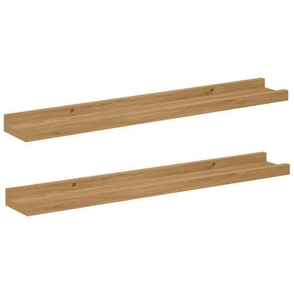 vidaXL Vegghylle med hylle 2 pcs Brun 60 x 9 x 3 cm Konstruert tre