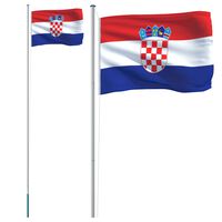 vidaXL Kroatisk flagg og stang 6,23 m aluminium
