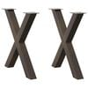 vidaXL Spisebordben X-formet 2 stk naturst&aring;l 80 x (72-73) cm st&aring;l
