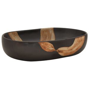 vidaXL Benkeservant svart oval 59x40x14 cm keramikk