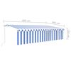vidaXL Manuell uttrekkbar markise med rullegardin 6x3 m blå og hvit