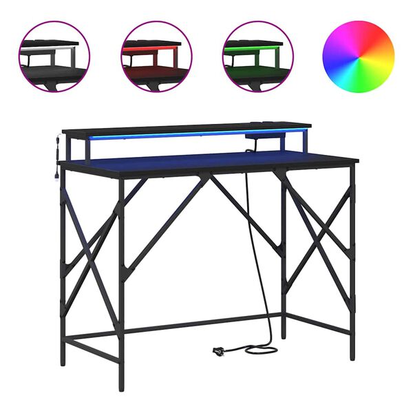 vidaXL Skrivebord Svart Eik 100 x 50 x 86,5 cm Konstruert tre