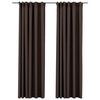 vidaXL Lystette gardiner kroker og lin-design 2 stk gr&aring;brun 140x225 cm