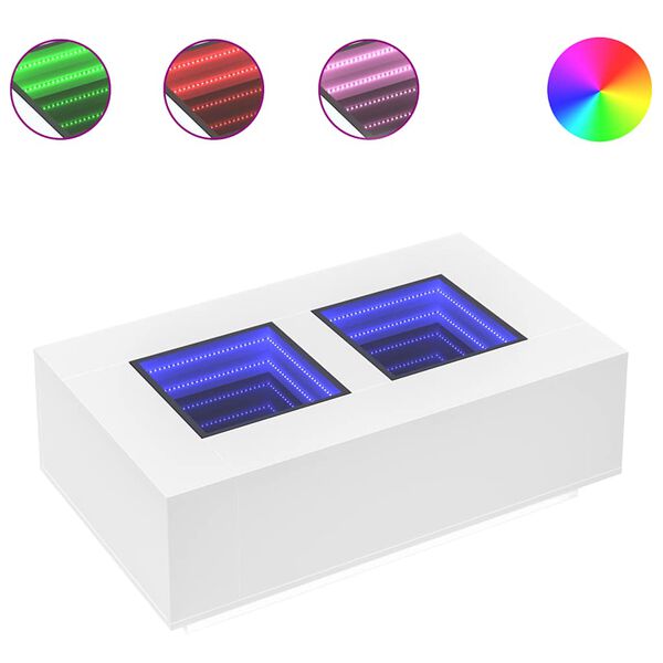 vidaXL Salongbord med Infinity LED hvit 116x69x40 cm