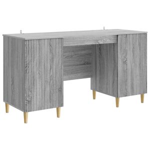 vidaXL Skrivebord med d&oslash;r Gr&aring; sonoma 142,5 x 50 x 75 cm Konstruert tre