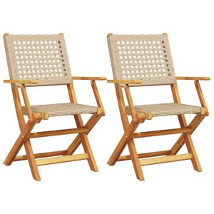 vidaXL Klappstoler 2 stk. beige heltre akasie og polyrotting
