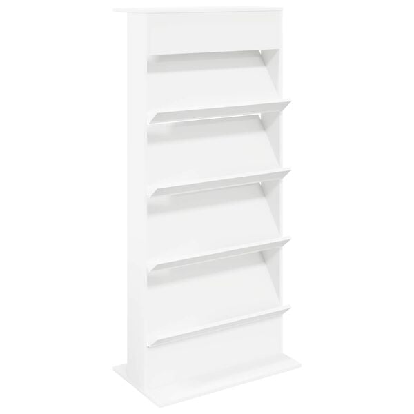 vidaXL Magasinreol med hylle Hvit 70 x 41 x 156 cm Konstruert tre