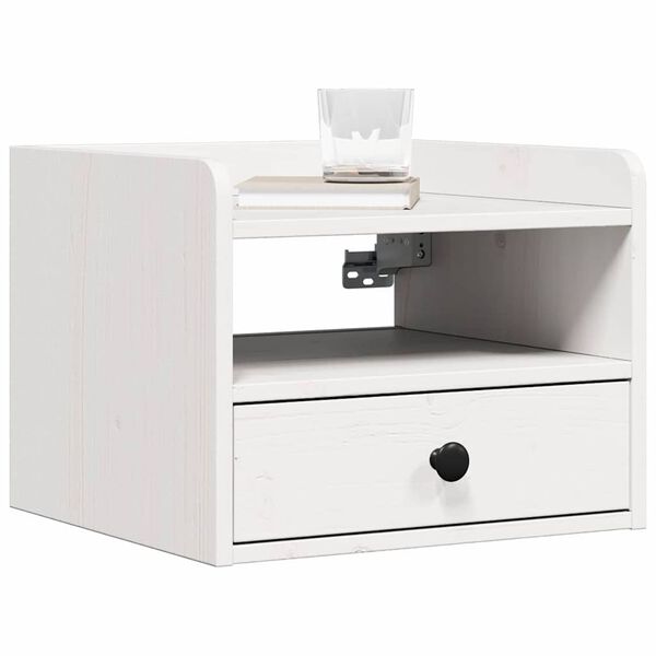 vidaXL Nattbord med skuff 2 pcs Hvit 38 x 36 x 29,5 cm Heltre furu