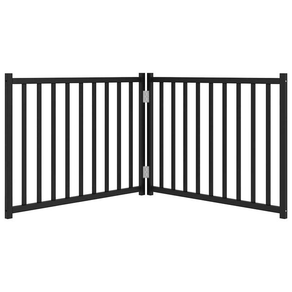 vidaXL Hundeport sammenleggbar 2 paneler svart 160 cm heltre gran