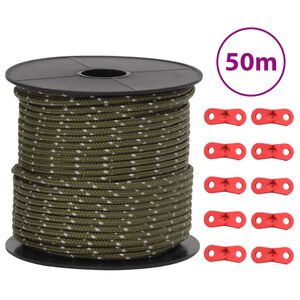 vidaXL Barduner med refleksstrimler og skiften&oslash;kler 50 m 4 mm