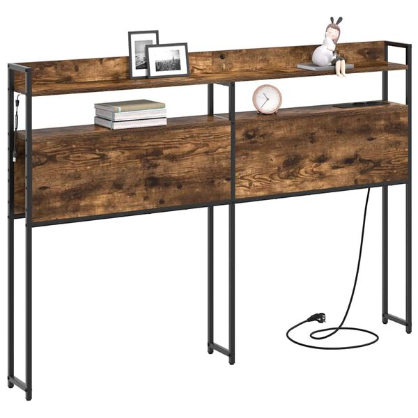 vidaXL Lagringshodegavl med hylle R&oslash;kt eik 135 cm Konstruert tre