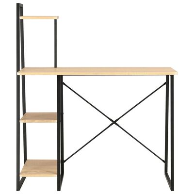 vidaXL Skrivebord med hylle svart og eik 102x50x117 cm