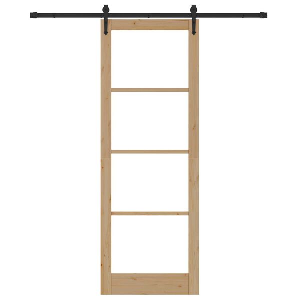 vidaXL Skyved&oslash;r Naturlig og svart 83 x 232 cm Massivt furutre og glass