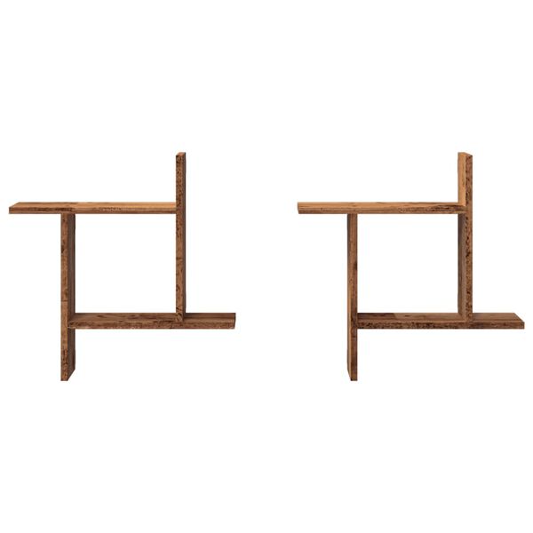 vidaXL Vegghyller 2 stk gammelt tre 50x12x50 cm konstruert tre