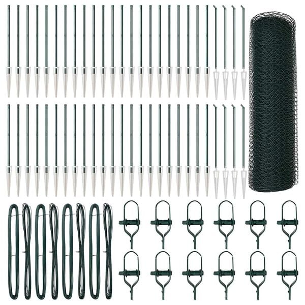 vidaXL Gjerde med innlegg. gr&oslash;nn 0.4 x 100 m PVC-belagt st&aring;l