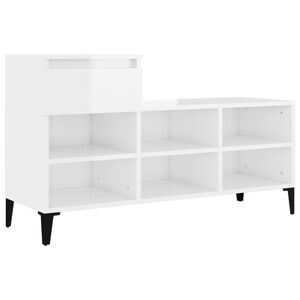 vidaXL Skoskap h&oslash;yglans hvit 102x36x60 cm konstruert tre