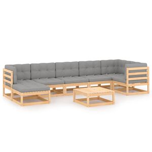 vidaXL Hagesofagruppe med puter 8 deler heltre furu