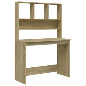 vidaXL Skrivebord med hyller sonoma eik 102x45x148 cm konstruert tre