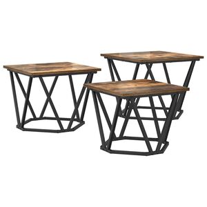 vidaXL Kaffebord 3 stk. R&oslash;kt eik 50 x 50 x 40 cm