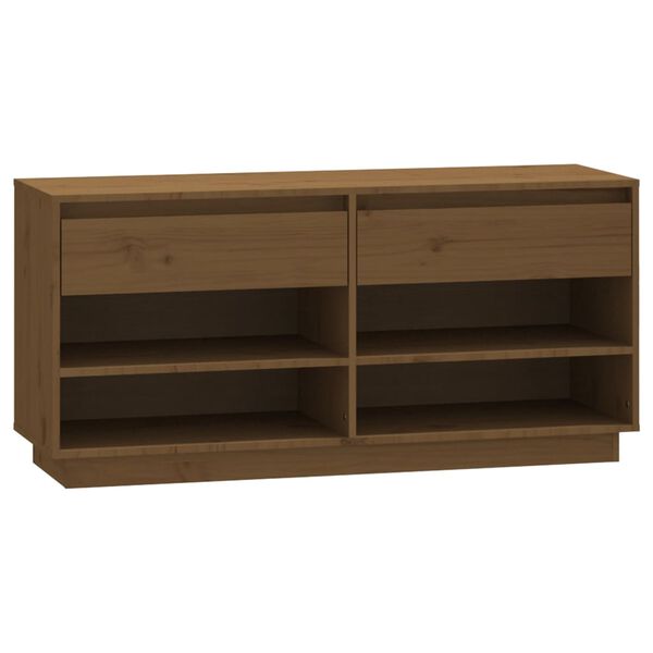 vidaXL Skohylle honningbrun 110x34x52 cm heltre furu