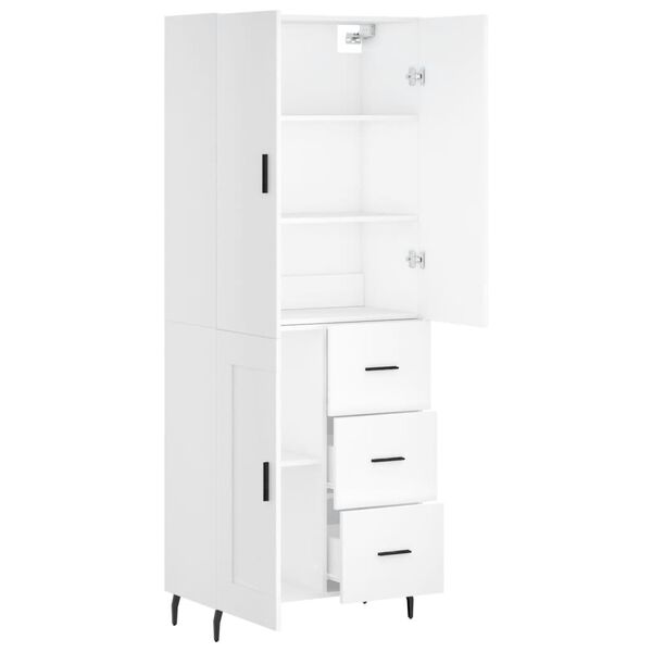 vidaXL Highboard hvit 69,5x34x180 cm konstruert tre