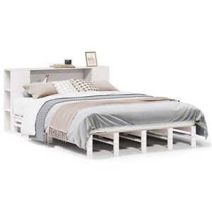 vidaXL Seng med bokhylle uten madrass hvit 140x200 cm heltre