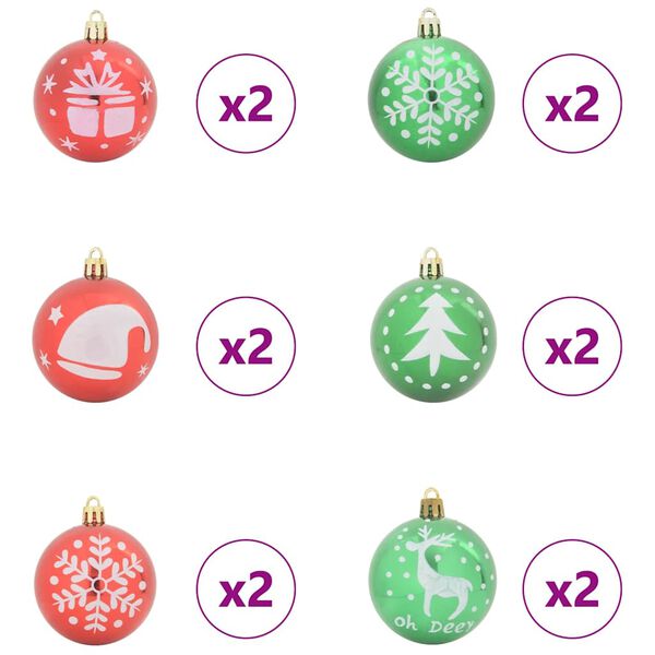 vidaXL Julekule Sett 40 pcs Gull og rød Plast