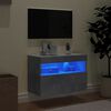 vidaXL Vegghengt TV-benk med LED-lys betonggr&aring; 60x30x40 cm
