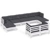 vidaXL Hagesofagruppe med puter 9 deler hvit heltre furu