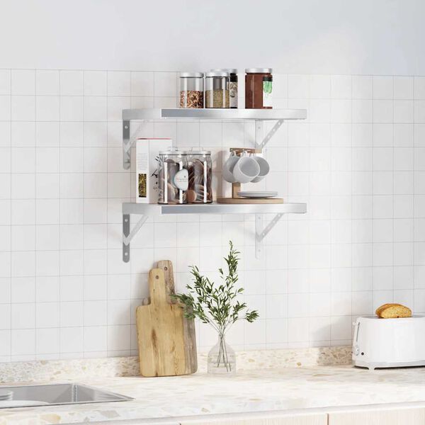 vidaXL Vegghyller 2 stk 50x30 cm s&oslash;lv rustfritt st&aring;l