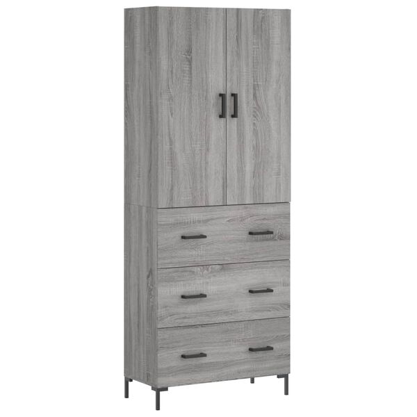 vidaXL Highboard gr&aring; sonoma 69,5x34x180 cm konstruert tre