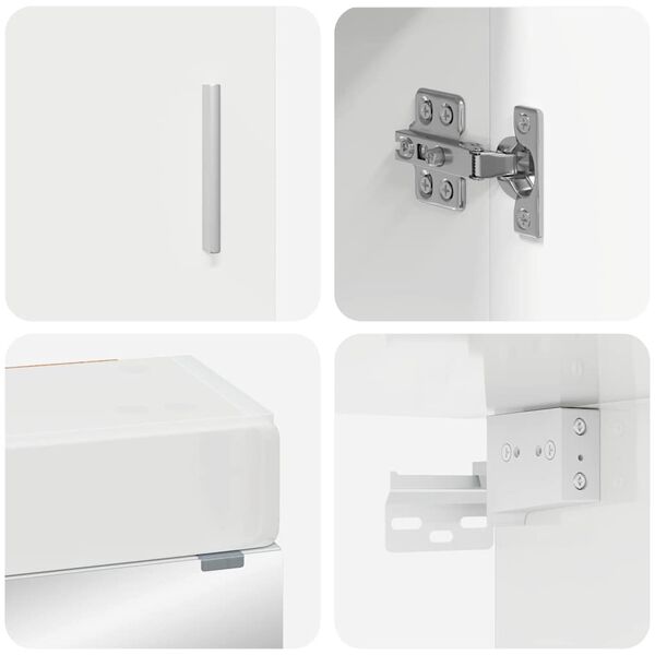 vidaXL Baderomsinnredningssett TULUM H&oslash;yglanset hvit Konstruert tre