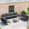 vidaXL Hagesofa Set med pute 8 pcs Svart Stål