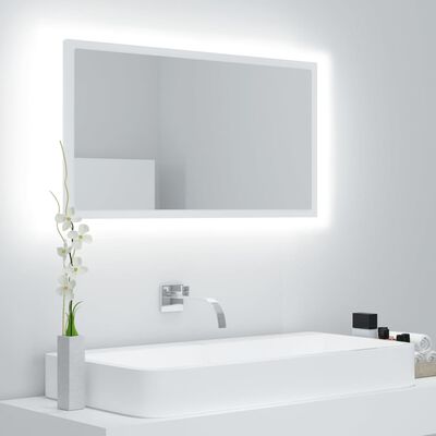 vidaXL Baderomsspeil LED hvit 80x8,5x37 cm akryl