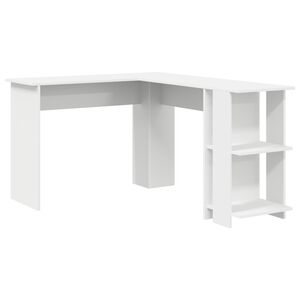 vidaXL Hj&oslash;rneskrivebord Hvit 140 x 113,5 x 75 cm Konstruert tre