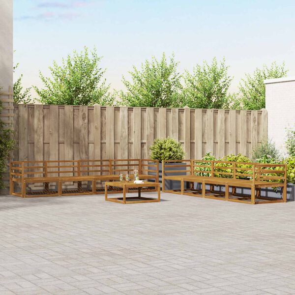 vidaXL Utend&oslash;rs sofa-sett 9 pcs Naturlig Solid akasietre