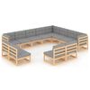 vidaXL Hagesofagruppe med puter 12 deler heltre furu