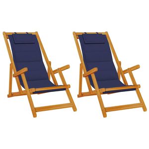 vidaXL Strandstol med pute 2 pcs Brun Solid akasietre