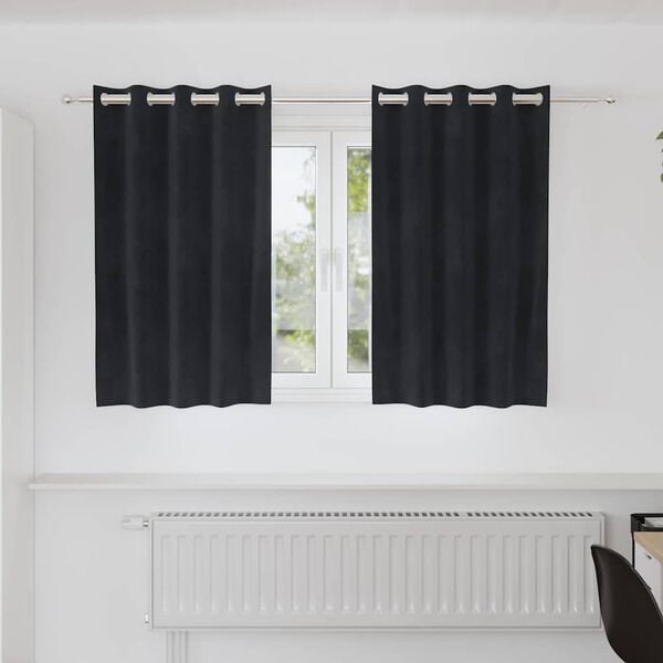 vidaXL Blendingsgardiner 2 pcs Svart 140 x 140 cm Fløyel