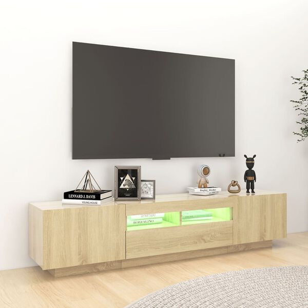 vidaXL TV-benk med LED-lys sonoma eik 180x35x40 cm